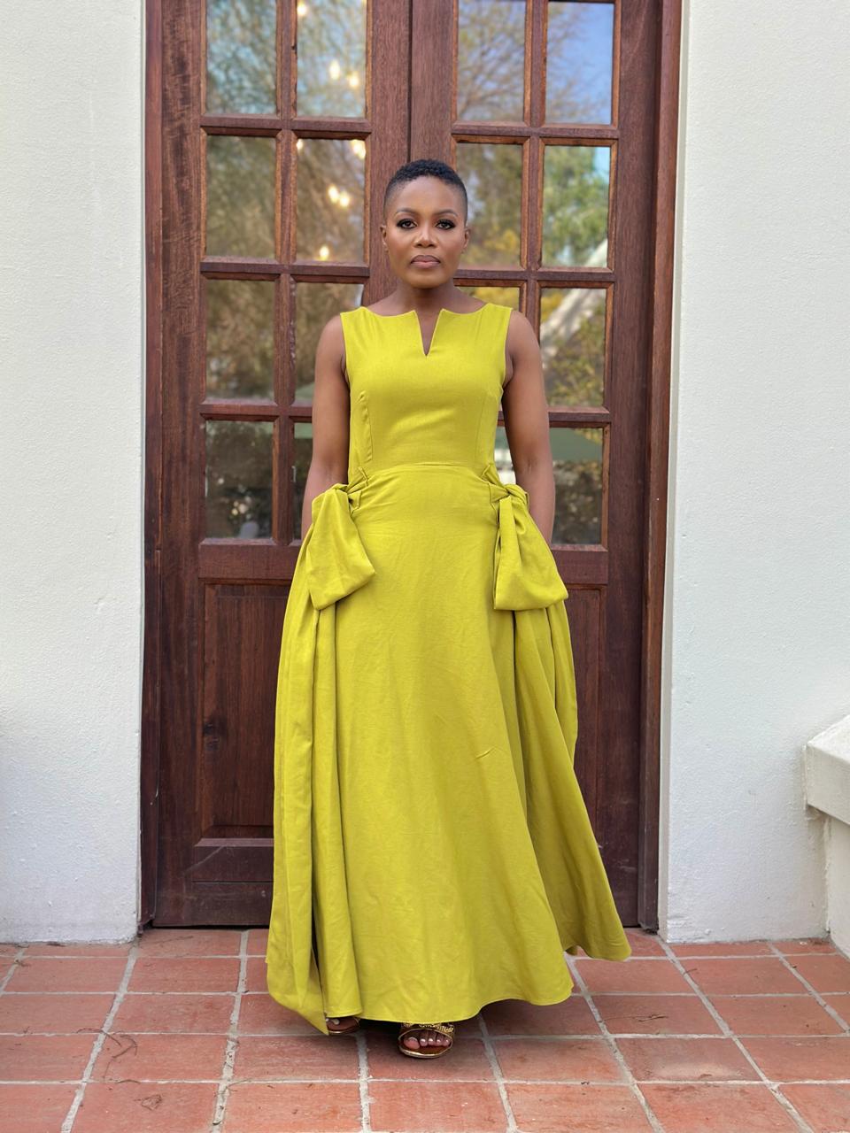Olive Yellow Linen Dress