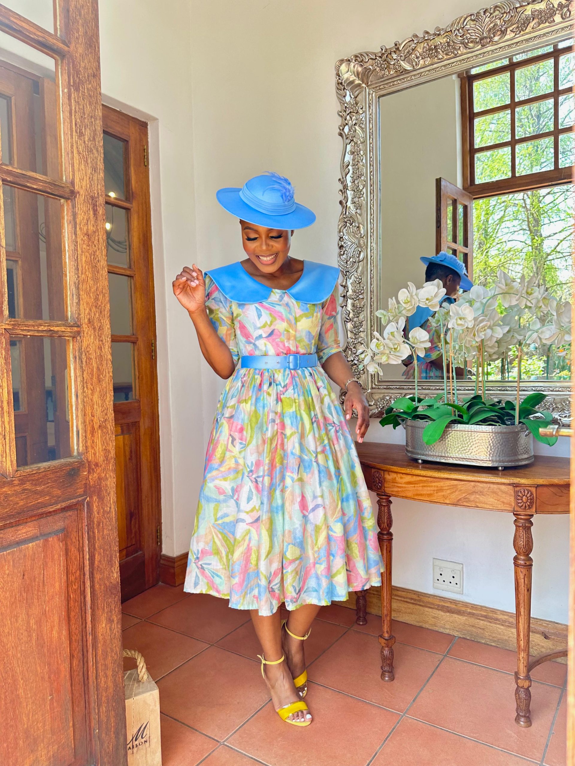 Multi-colour Blue Collar Dress - Image 2