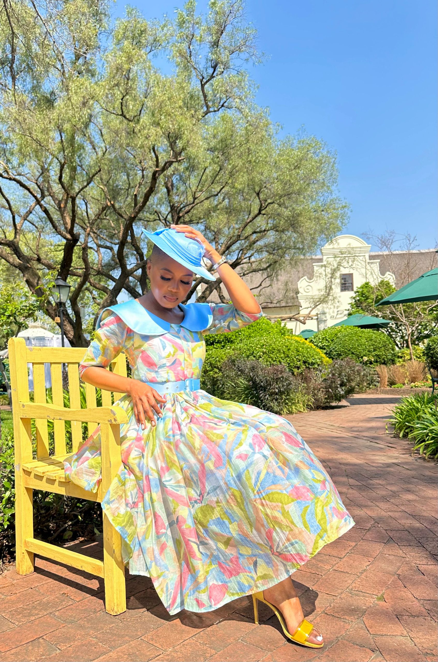Multi-colour Blue Collar Dress - Image 4