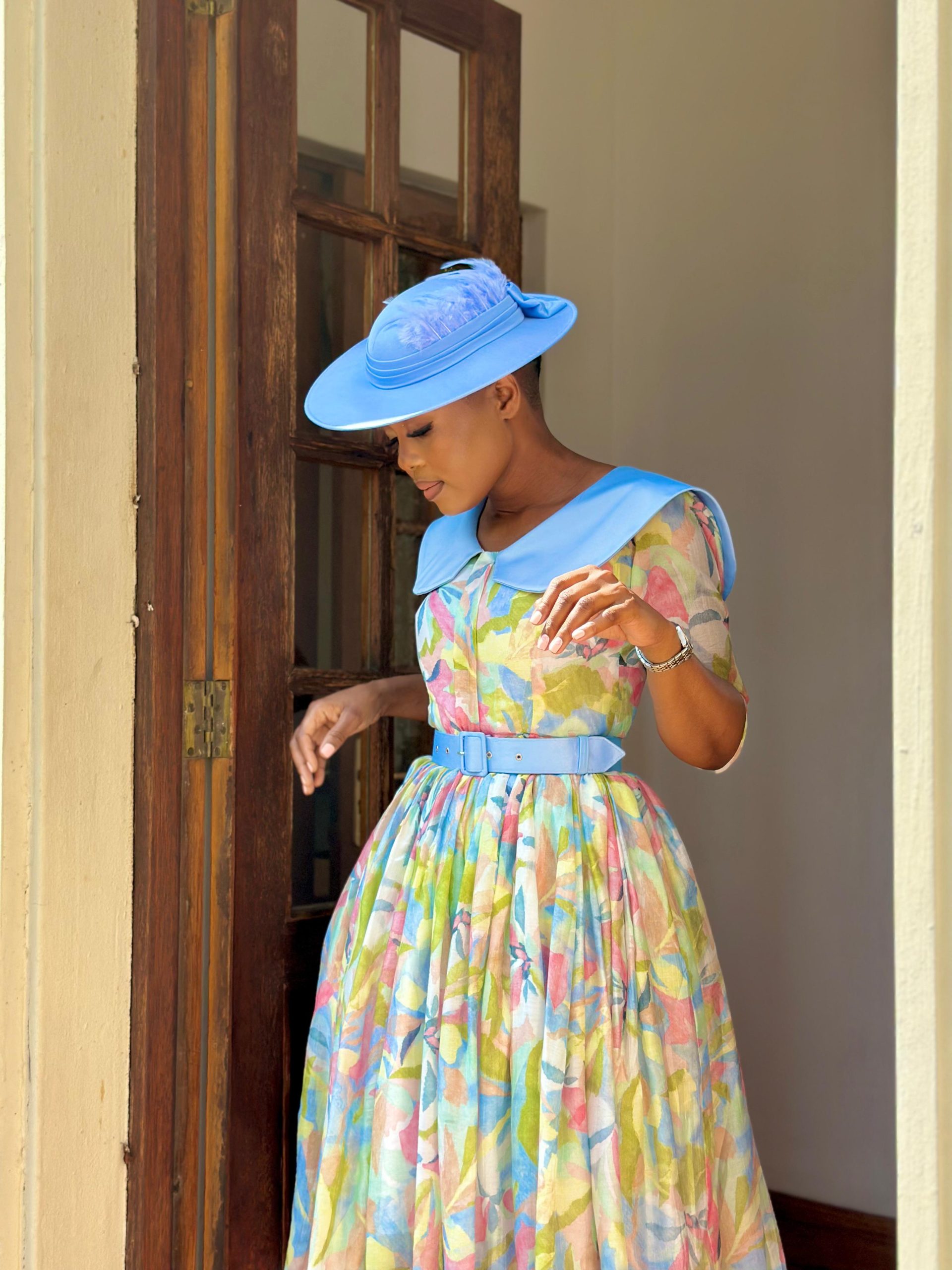 Multi-colour Blue Collar Dress - Image 5