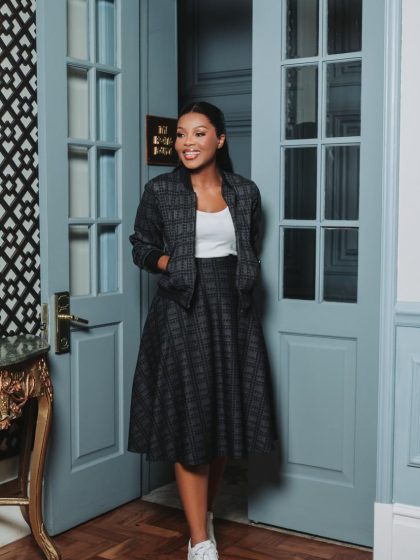 Black & Grey Houndstooth Set — Flare Skirt