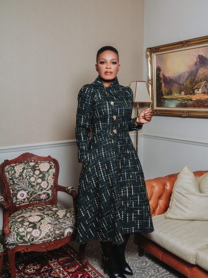 Evergreen Tweed Wrap Dress Coat