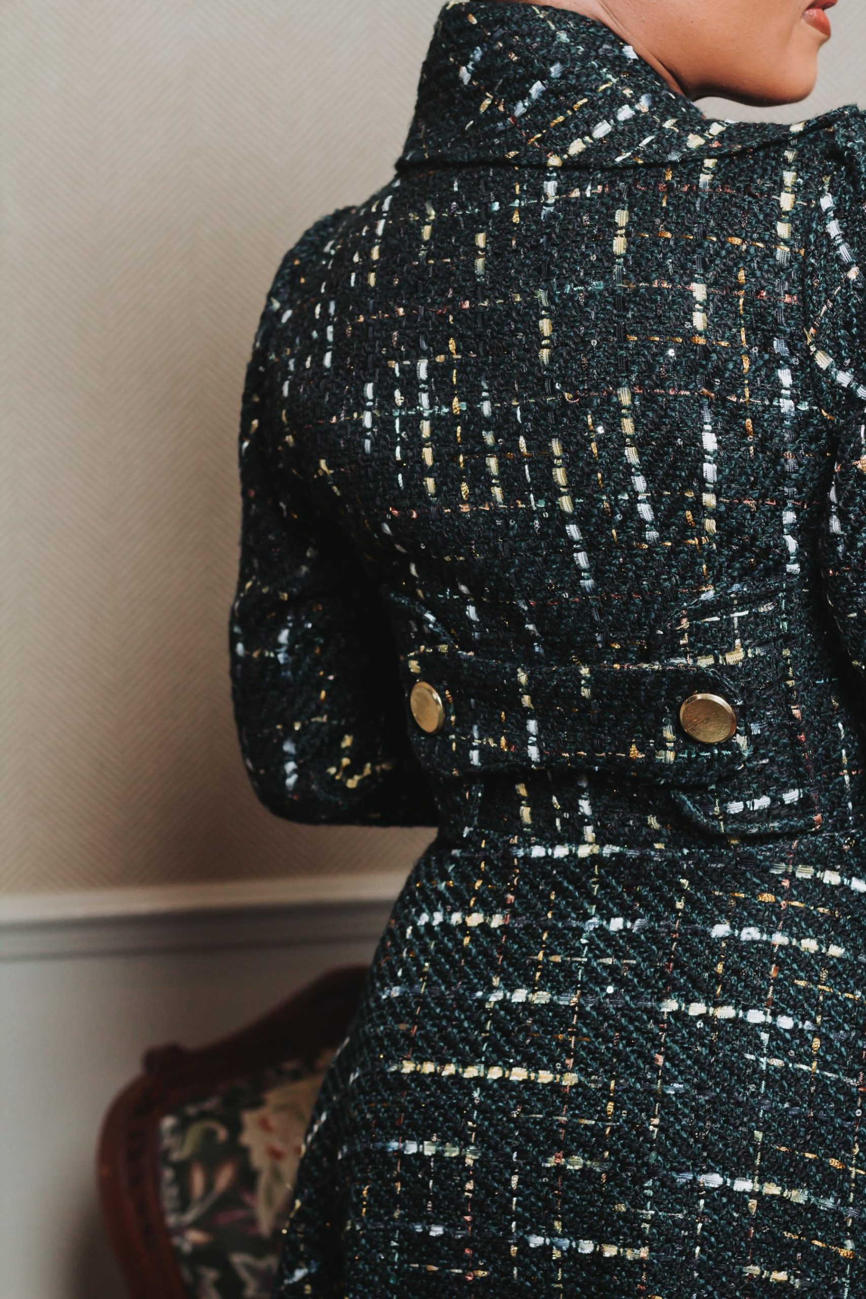 Evergreen Tweed Wrap Dress Coat - Image 5