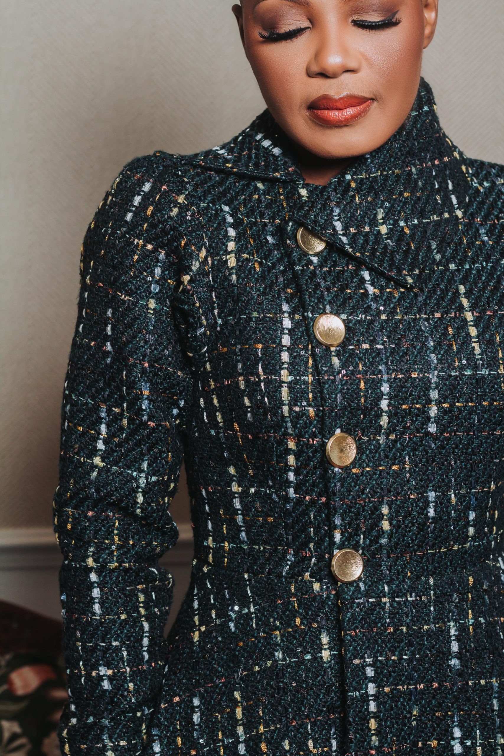 Evergreen Tweed Wrap Dress Coat - Image 4