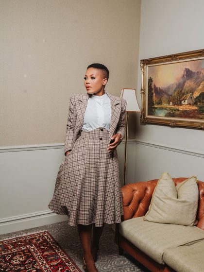 Brown Scotch Flare Skirt