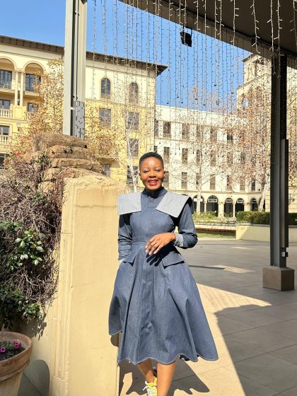 Denim Dress with Shoulder Flaps