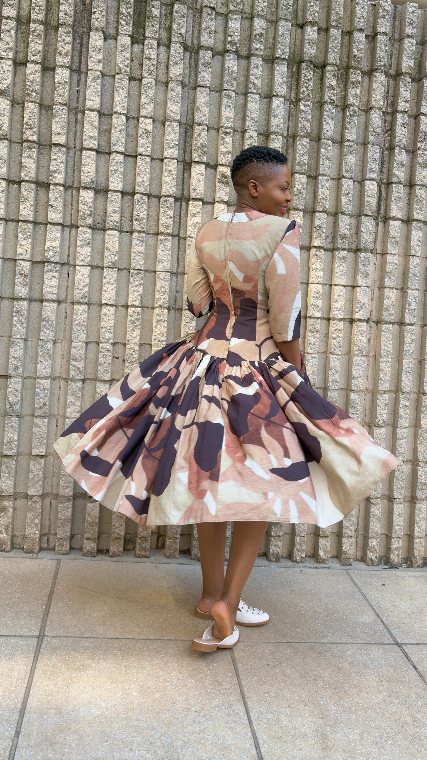 Earthy Abstract Print Dress - Image 2