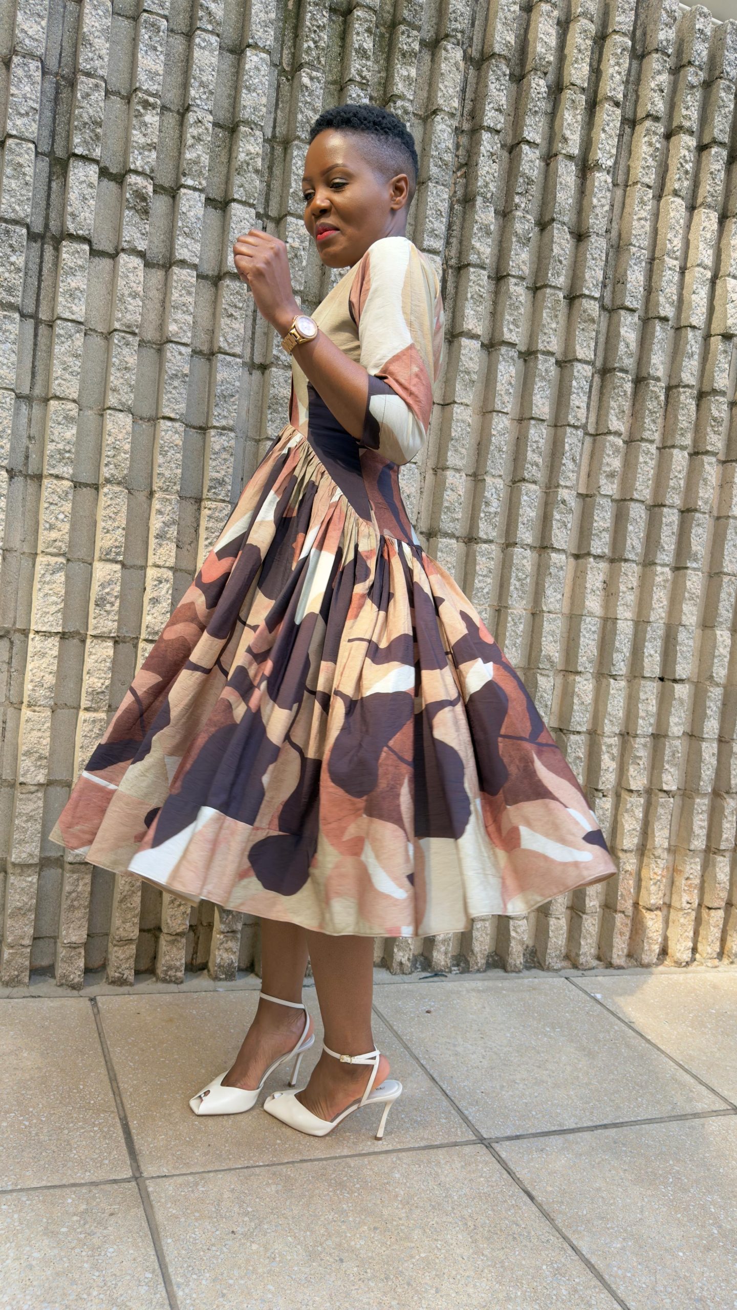 Earthy Abstract Print Dress - Image 6