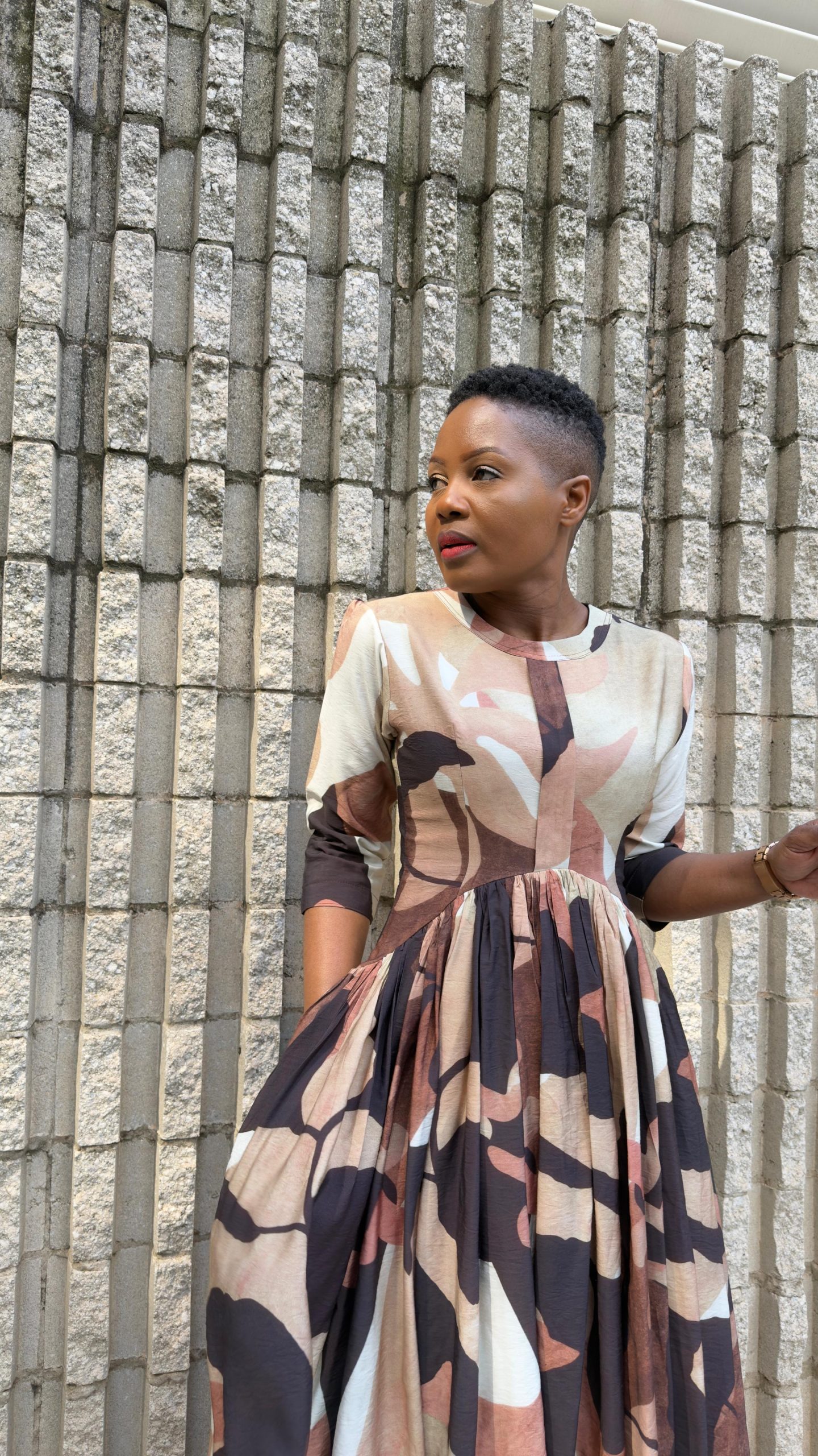 Earthy Abstract Print Dress - Image 5
