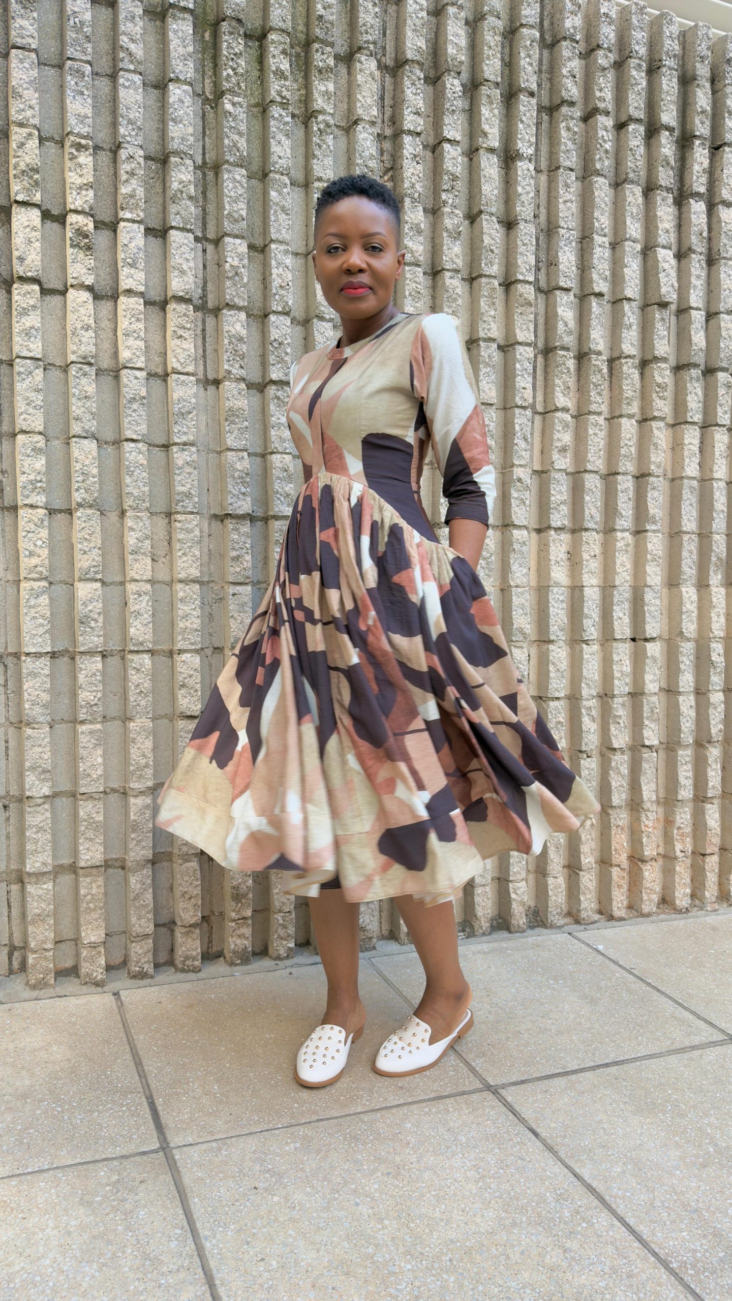 Earthy Abstract Print Dress - Image 4