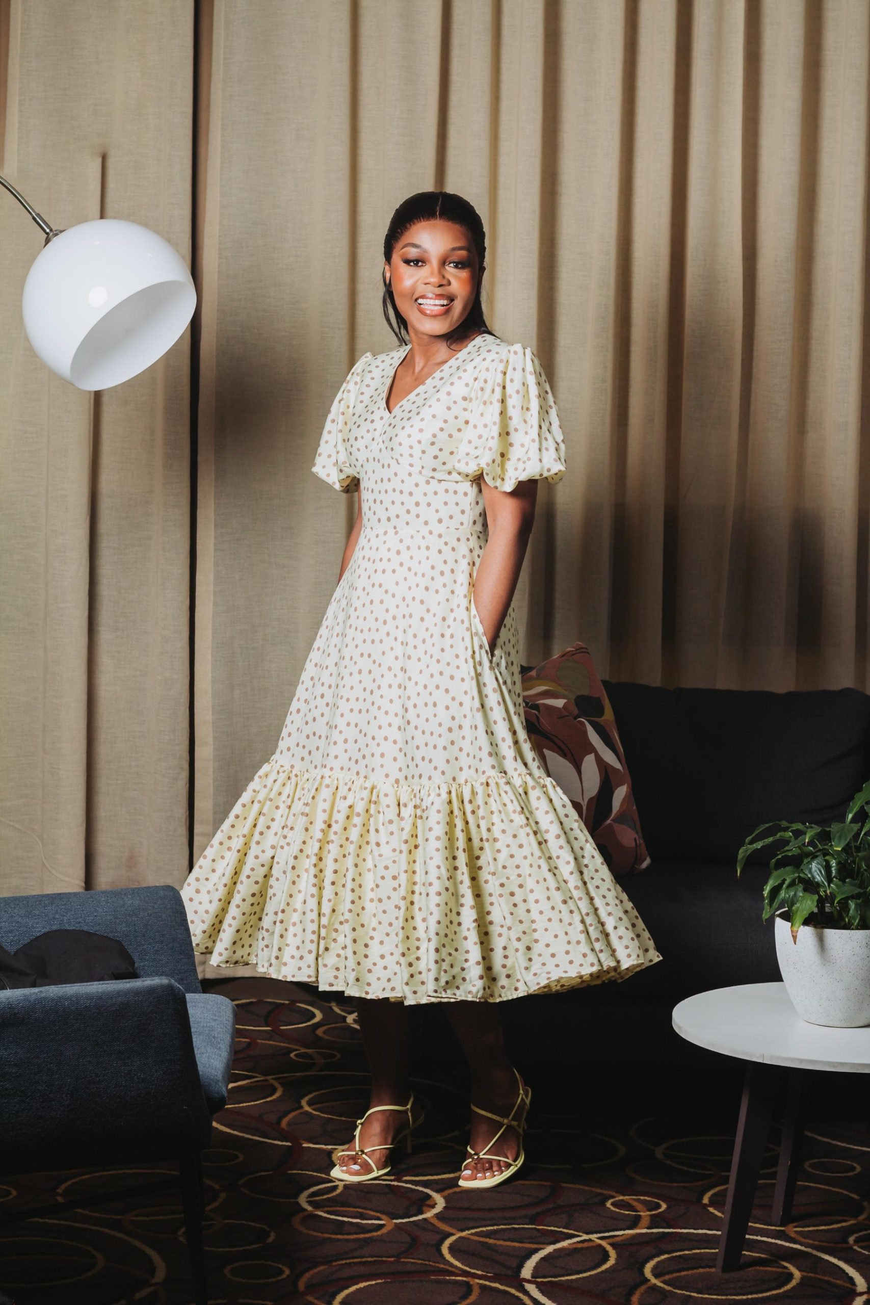 Butter Yellow Polka Dot Dress - Image 6