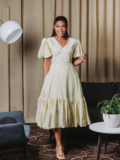 Butter Yellow Polka Dot Dress
