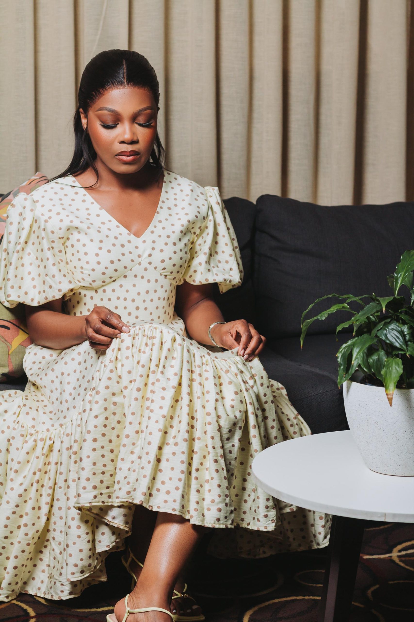 Butter Yellow Polka Dot Dress - Image 5