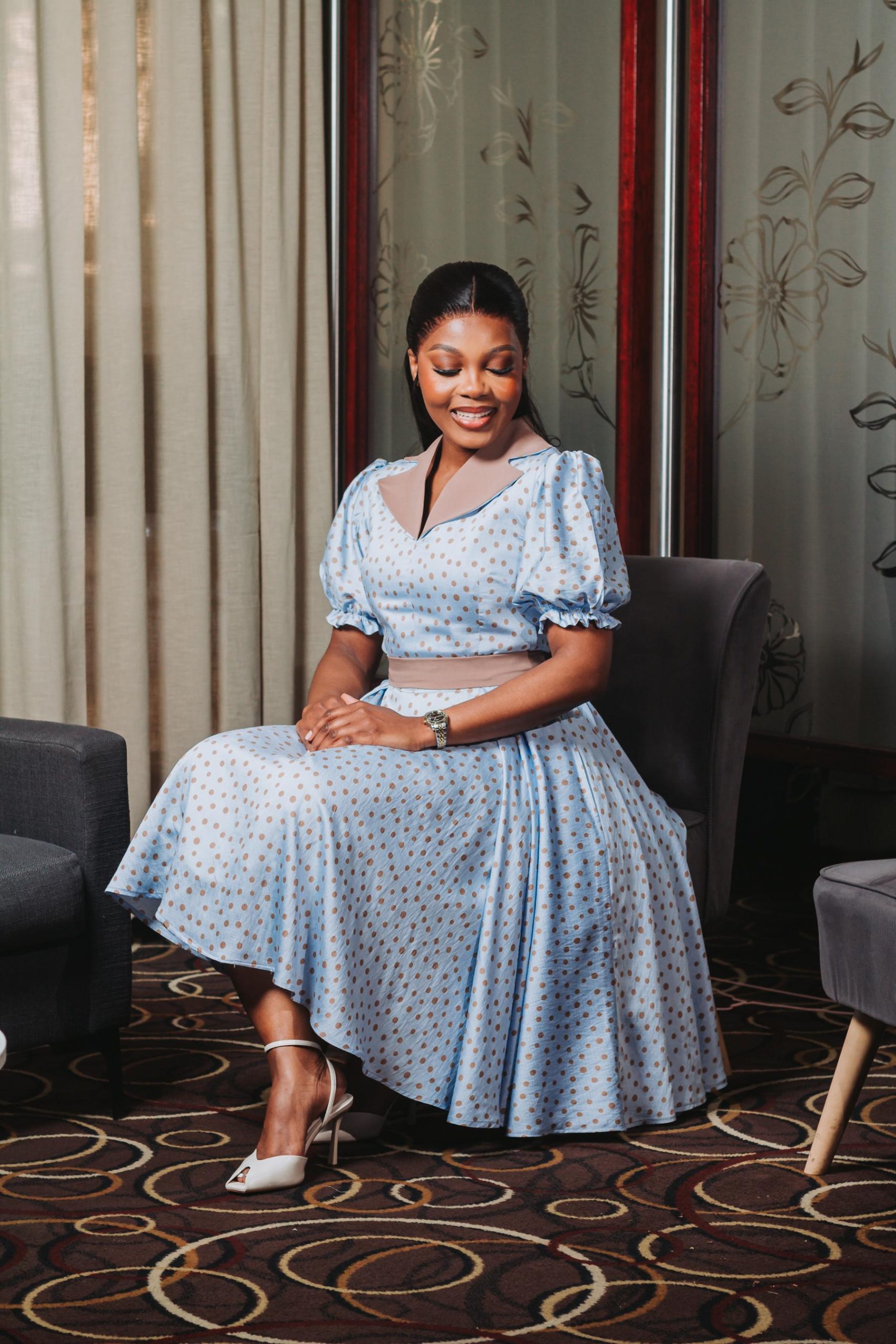 Sky Blue Polka Dot Dress - Image 10